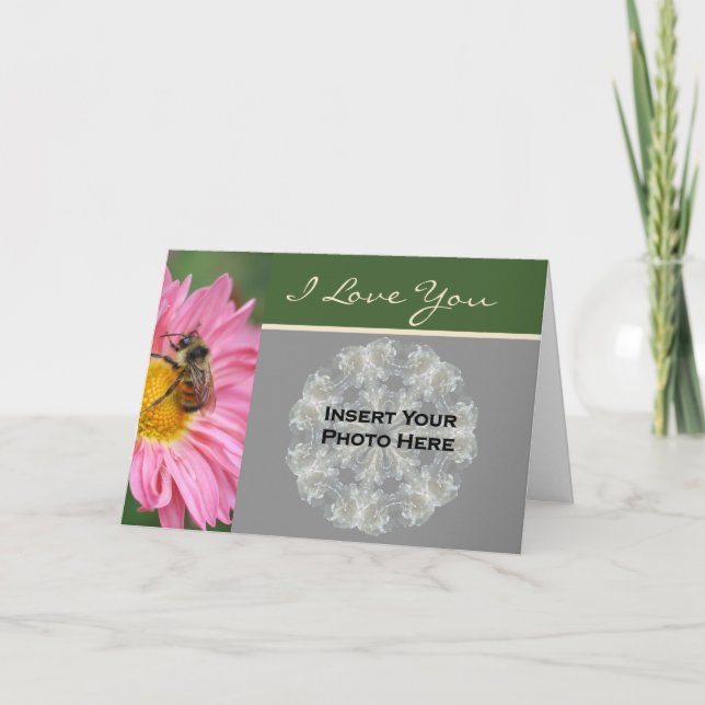 I Love You Bee On Daisy Personalised Photo  Card (Front)