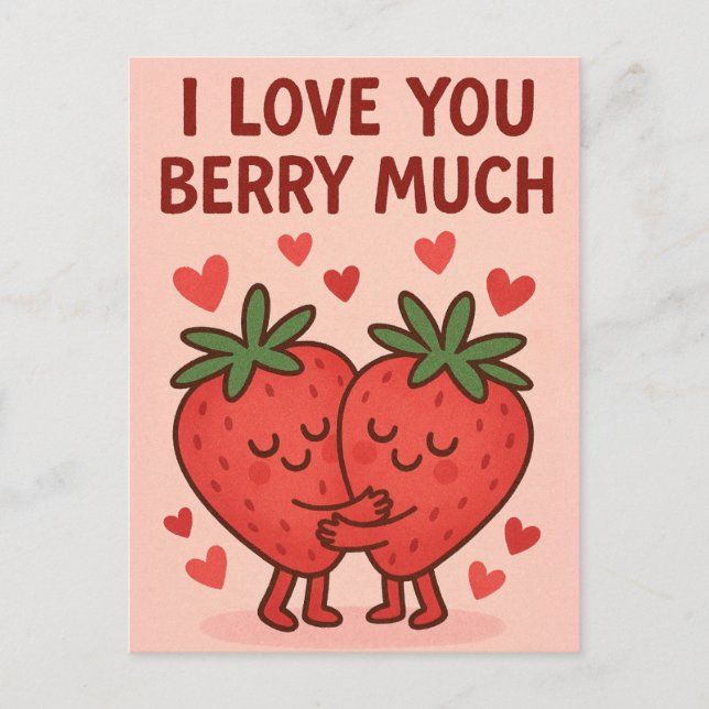 I Love You Berry Much Holiday Postcard (Front)