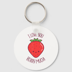 I Love You Berry Much Kawaii Strawberry Valentines Key Ring