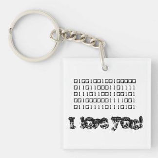 I Love You Binary Key Ring