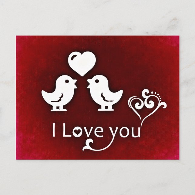 I Love You Birds Postcard (Front)