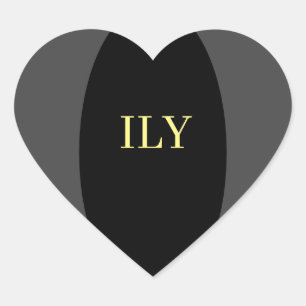 "I Love You" Black and Grey Heart Sticker