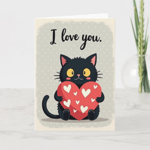 I Love You Black Cat Card
