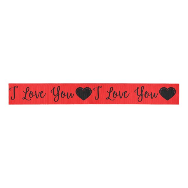 I Love You Black Valentine's Grosgrain Ribbon (Front)