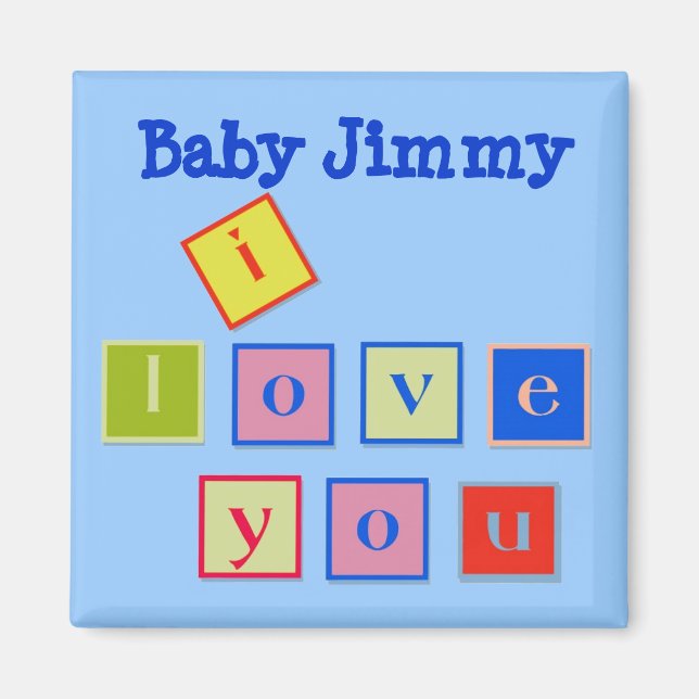 I Love You Block Letters Magnet (Front)