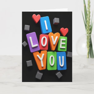 I Love You Block Text Art Card