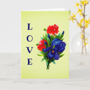 I Love You Blue Iris Flower Personalised Card
