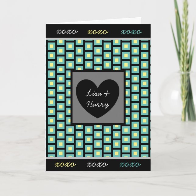 'I Love You" Blue, Teal and Black Masculine Card (Front)