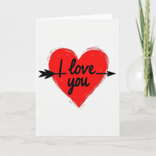 I Love You Brushstroke Heart Arrow Card