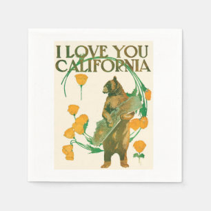 I Love You California Bear cocktail party napkins