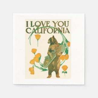I Love You California Bear cocktail party napkins