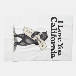 I Love You California Bear Hug Tea Towel