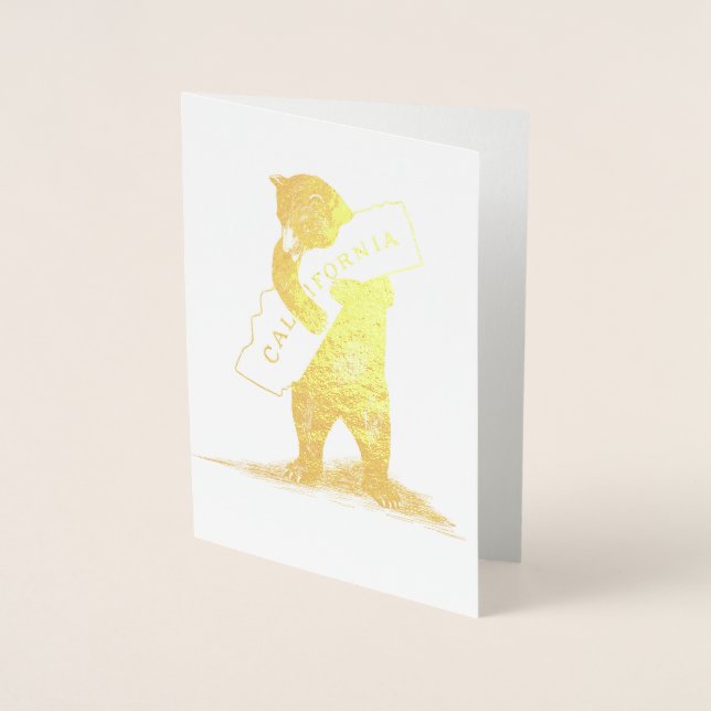 I Love You California Bear Hugging State Foil Card (Front)