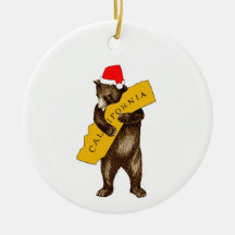 I Love You California Bear with Santa Hat Ceramic 