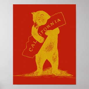 I Love You California--Red and Gold Poster