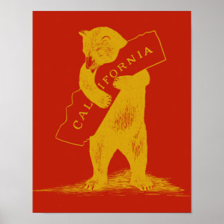 I Love You California--Red and Gold Poster