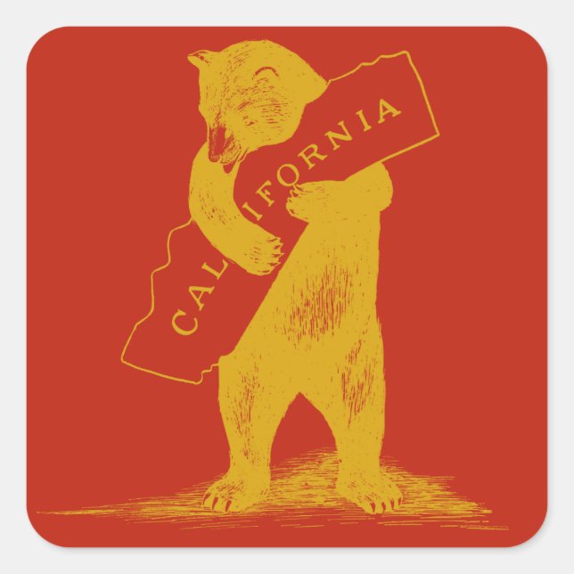 I Love You California--Red and Gold Square Sticker (Front)