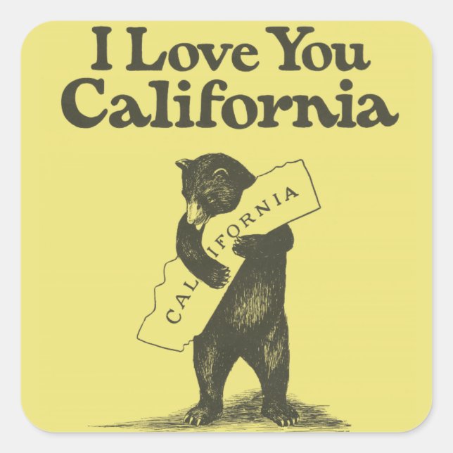 I Love You California Square Sticker (Front)