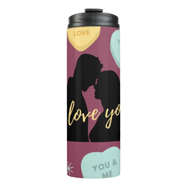 I Love You Candy Hearts Couple Thermal Tumbler (Front)