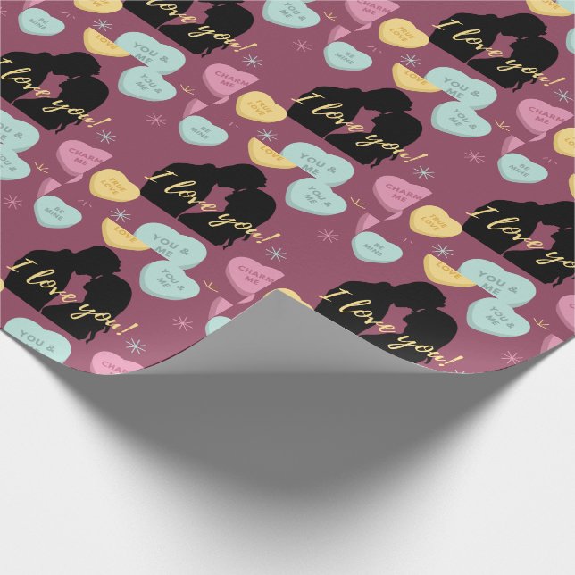 I Love You Candy Hearts Couple Valentine's Day   Wrapping Paper (Corner)