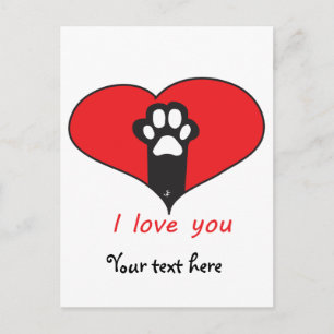 "I love you" Cat footprint Postcard
