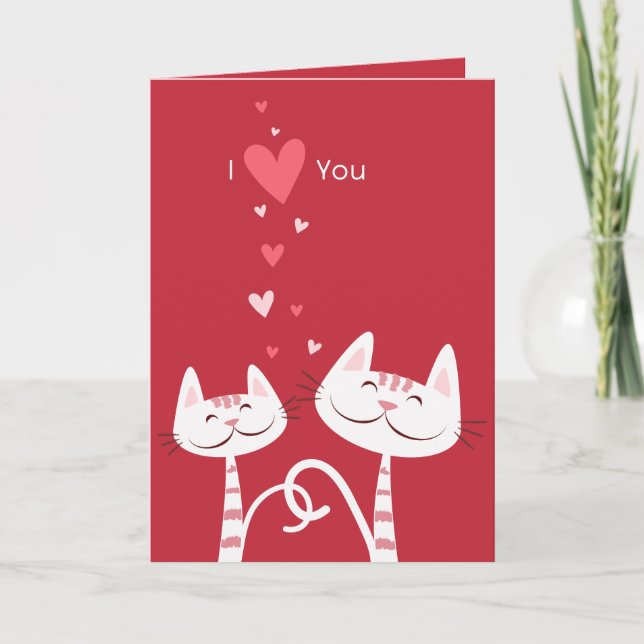 I Love You Cats Valentine Holiday Card (Front)
