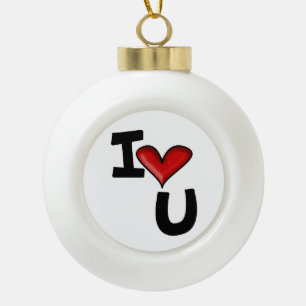 I love you ceramic ball christmas ornament