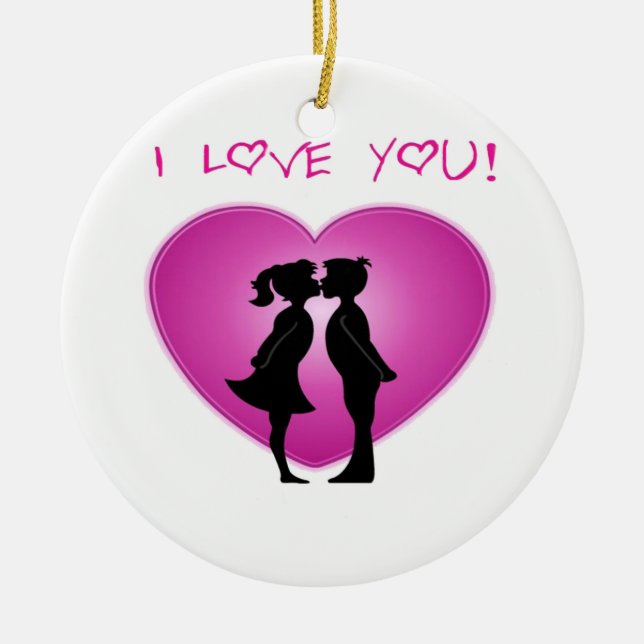 I Love You Ceramic Ornament (Front)