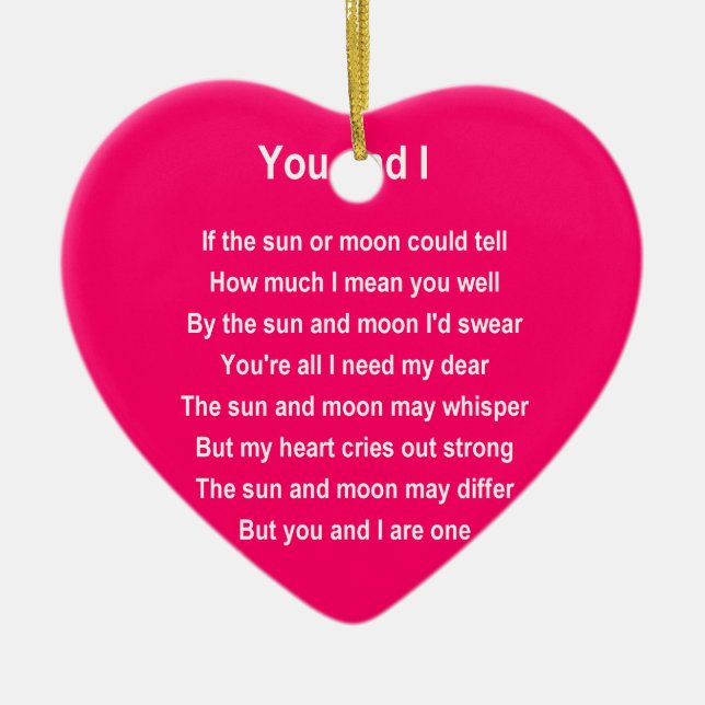 I love you ceramic ornament (Front)