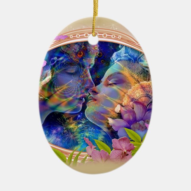 I love you ceramic ornament (Front)