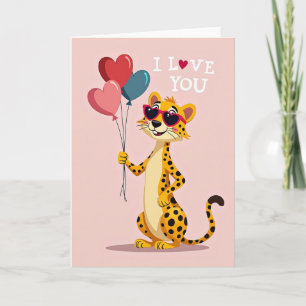 I Love You Cheetah Heart Card