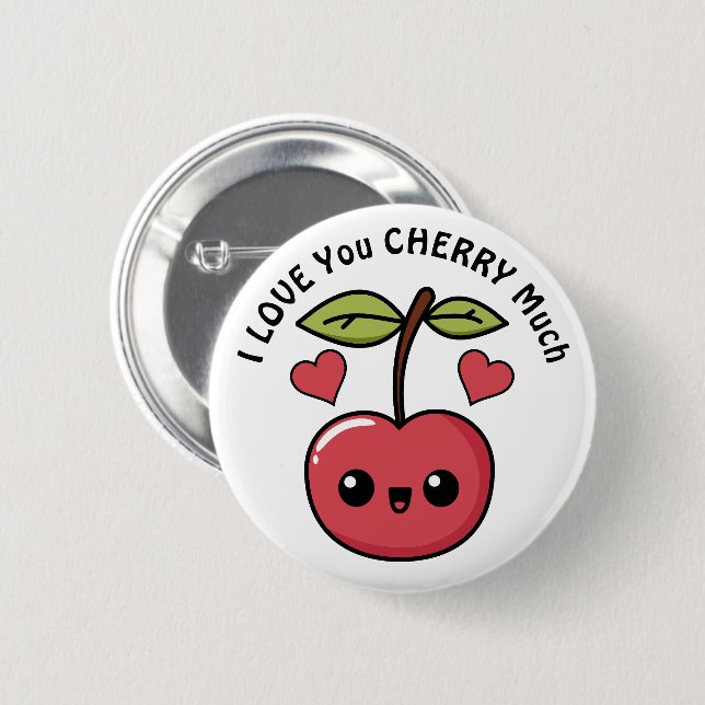 I Love You Cherry Much 6 Cm Round Badge (Front & Back)
