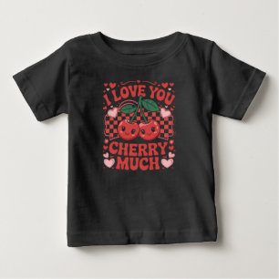 I Love You Cherry Much Groovy Cute Fruit Valentine Baby T-Shirt