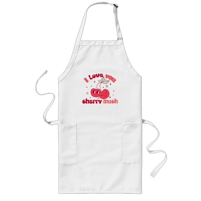 I Love You Cherry Much Long Apron (Front)