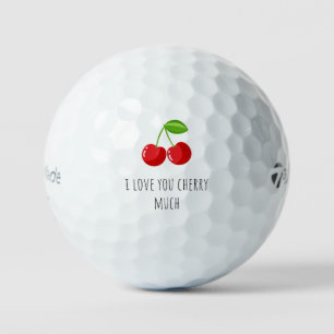 'I Love You Cherry Much' Playful Cherries Adorable Golf Balls
