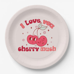 I Love You Cherry Much Round Paper Plate
