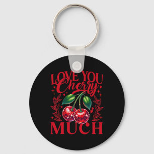 I Love You Cherry Much Strawberry Heart Disco Ll V Key Ring