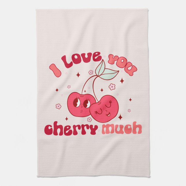 I Love You Cherry Much Tea Towel (Vertical)