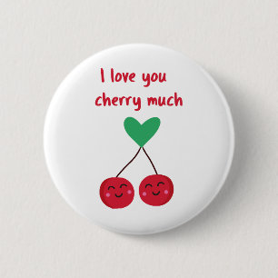 I Love You Cherry Much Valentine 6 Cm Round Badge