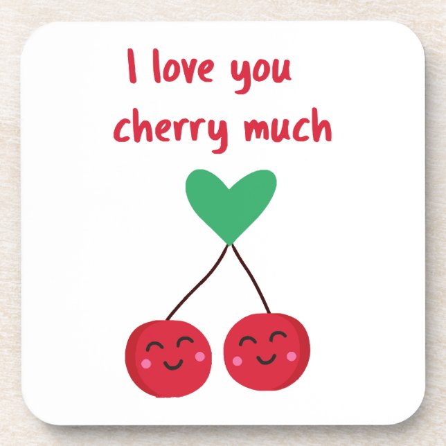 I Love You Cherry Much Valentine Coaster (Front)