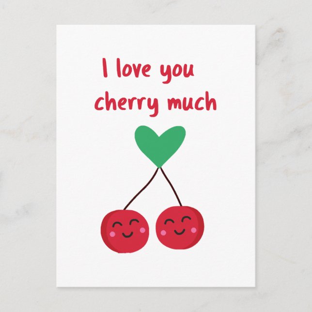 I Love You Cherry Much Valentine Postcard (Front)