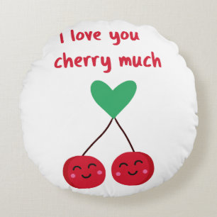 I Love You Cherry Much Valentine Round Cushion