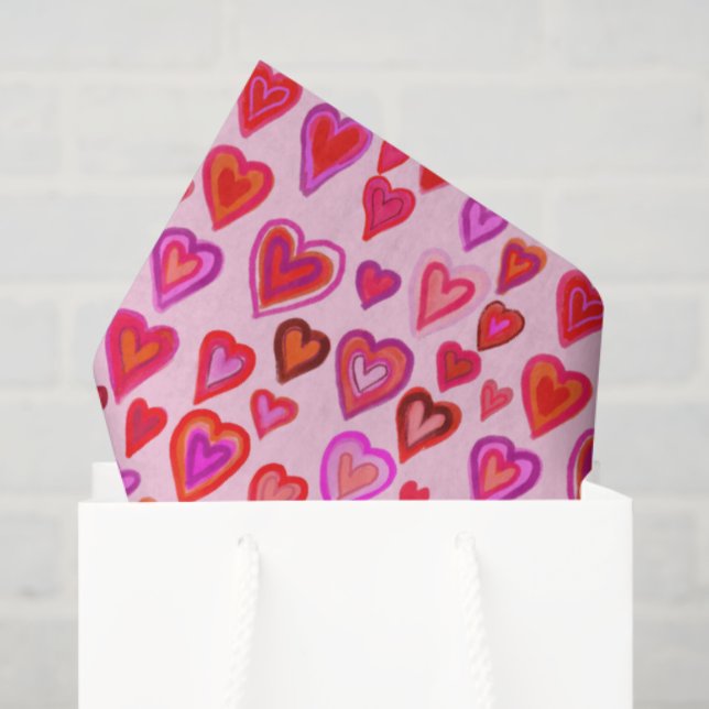I love you, christmas heart pattern tissue paper (Gift Bag)