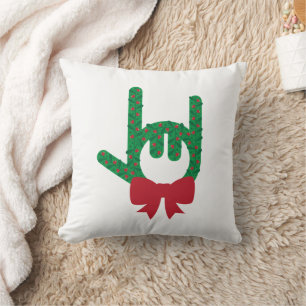 I Love You Christmas Wreath Throw Pillow