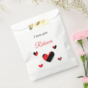 I love you colourful hearts white favour bag