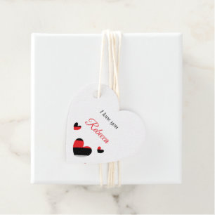 I love you colourful hearts white favour tags