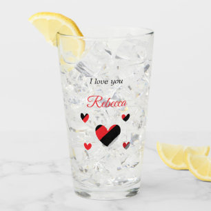 I love you colourful hearts white glass