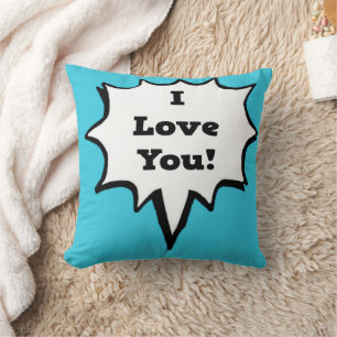 I Love You Comic Book Speech Bubble Cushion