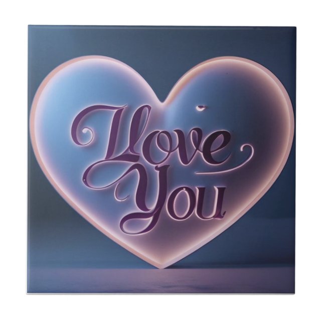 I Love You Connected In A Heart Ceramic Tile (Front)