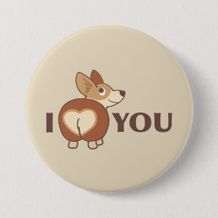 I Love You Corgi Dog Button